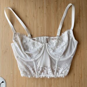 Skims Lace Longline Bralette - Cream